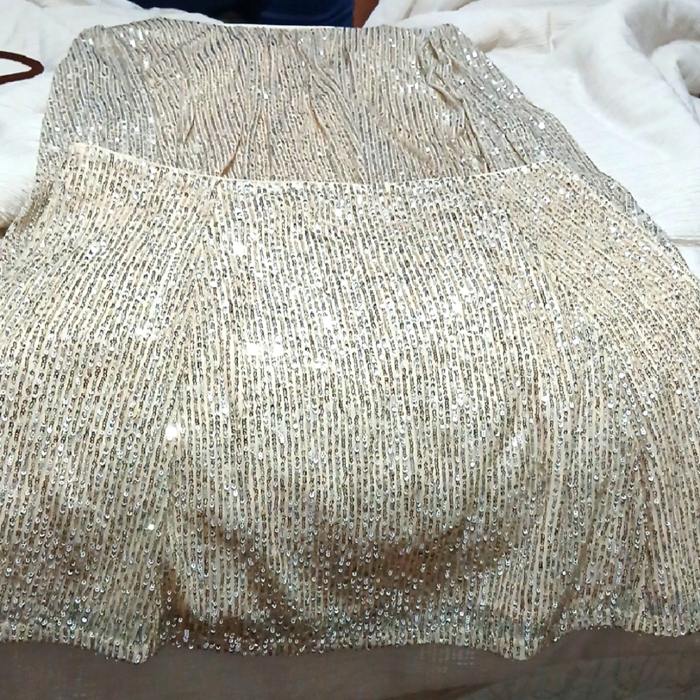 Elegant Cream Sequin Skirt